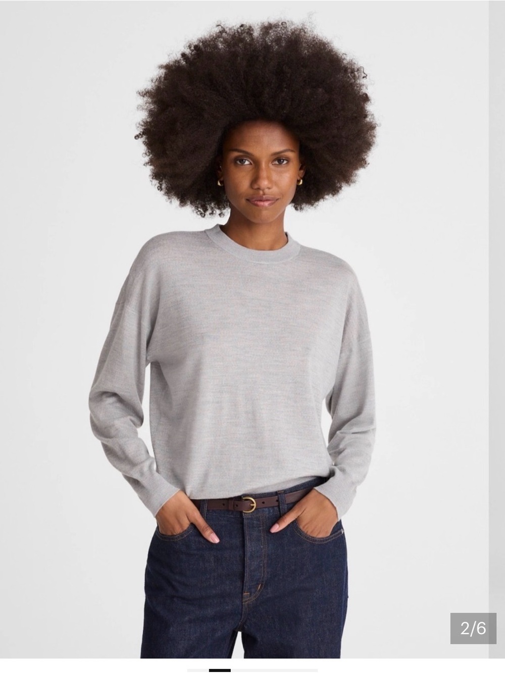 Madewell Drop-Shoulder Sweater in Merino Wool Light Heather Grey